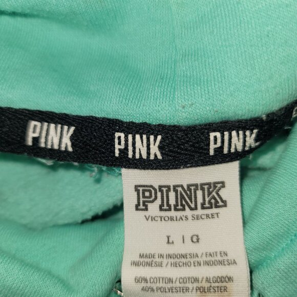 Pink Victoria's Secret Sea Blue Green Cowl Neck Pullover Sweatshirt Size Large - Picture 4 of 7